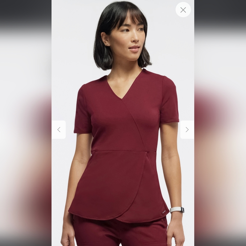 Women's Tulip Mock-Wrap Scrub Top